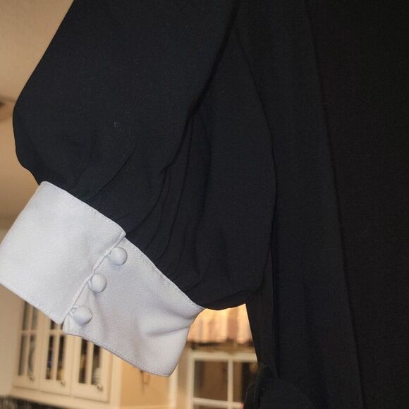 New Cinq à Sept Isabelle Short black Dress Ivory Collar & Tieneck Sz 10 MSRP 465 - Picture 11 of 15